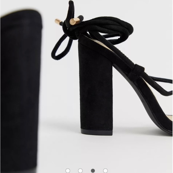 Public Desire Betty black ankle tie toe loop heeled sandals - Picture 4 of 4